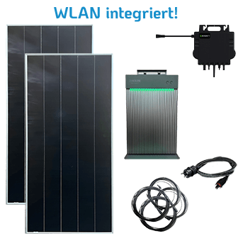 1100 W Balkonkraftwerk mit ECO-Delta-Modulen, Growatt Neo 800m Wechselrichter und 2 kW Speicher